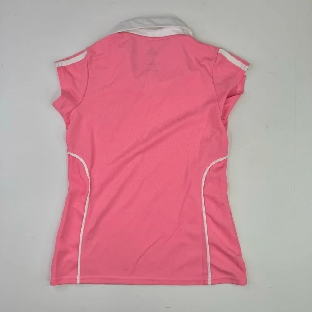 Adidas athletic shirt bubblegum pink white sports girls size small 7/8